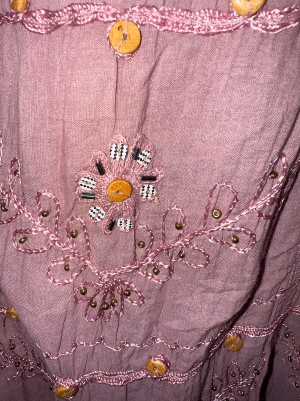 Soft Surroundings New! flowy embellished & Embroidered Maxi Skirt in light plum - Picture 4 of 7